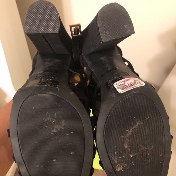 Black Toe Heels with Ankle Strap - Picture 3 of 4